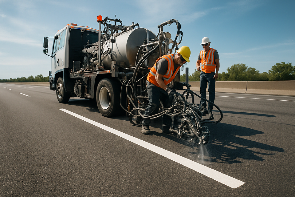 اجرای خط کشی جاده