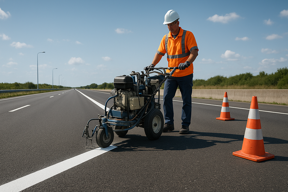اجرای خط کشی جاده با تجهیزات پیشرفته و رعایت نکات فنی