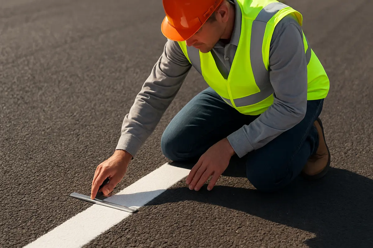 بررسی کیفیت و ضخامت پس از خرید رنگ ترافیکی در پروژه