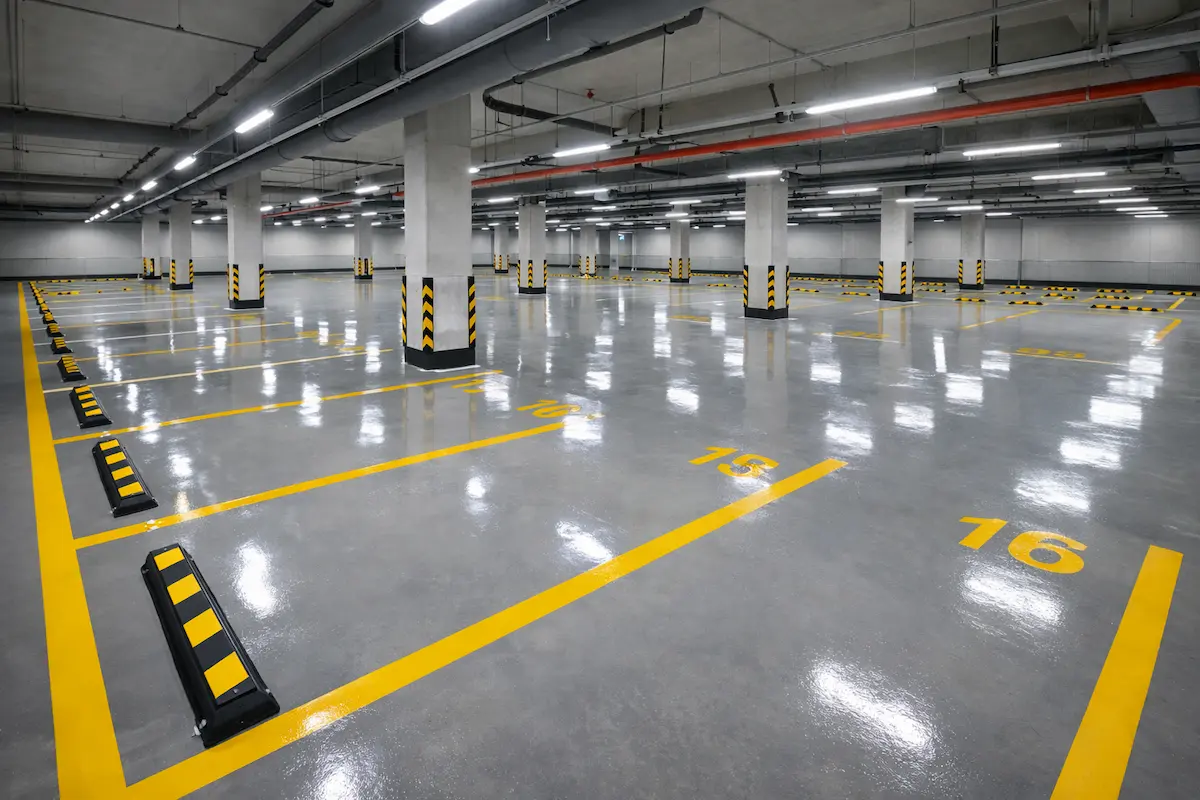 پارکینگ مدرن و استاندارد با رعایت اصول طراحی و خط کشی پارکینگ