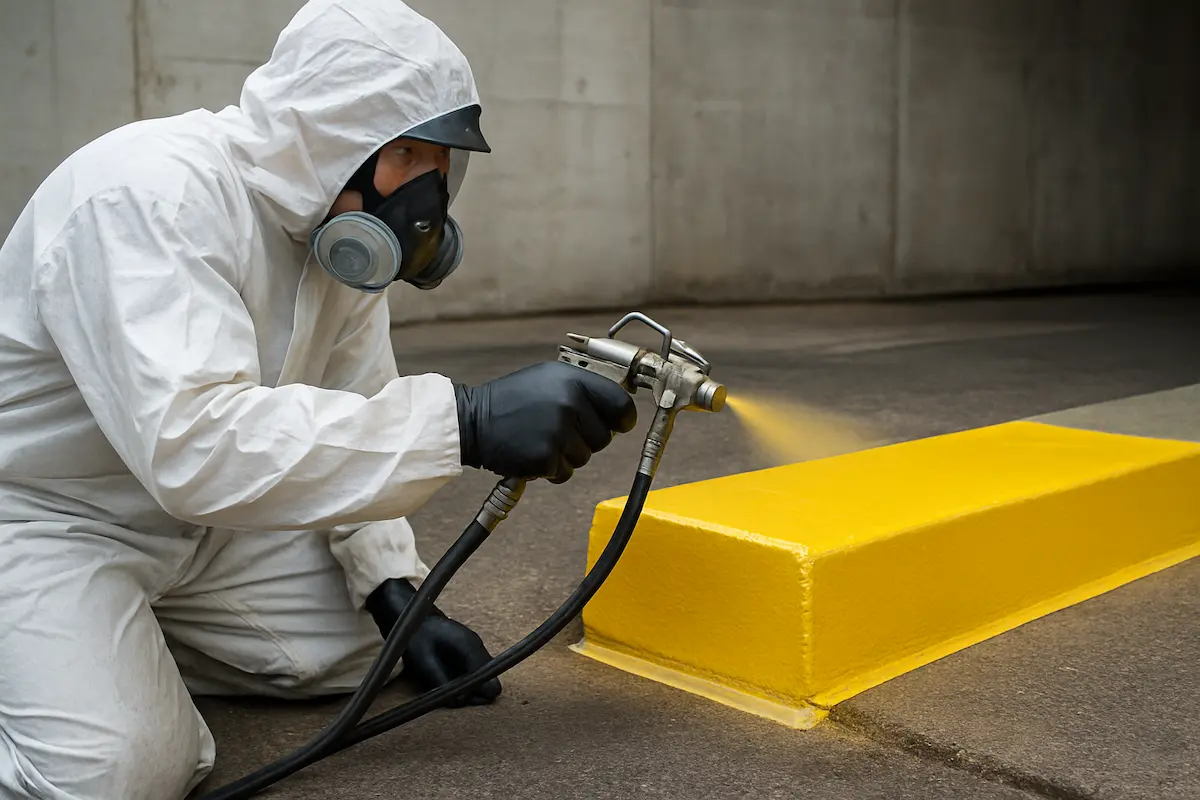 اجرای سریع و یکدست رنگ آمیزی جداول سیمانی با پیستوله